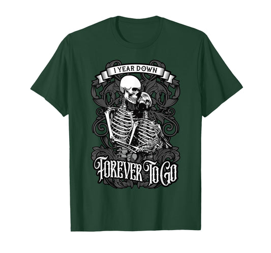 1 Year Down Forever To Go Gothic Couple 1st Anniversary T-Shirt