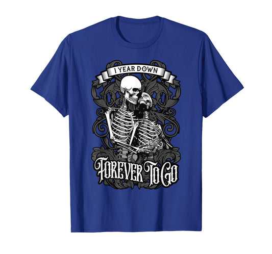 1 Year Down Forever To Go Gothic Couple 1st Anniversary T-Shirt