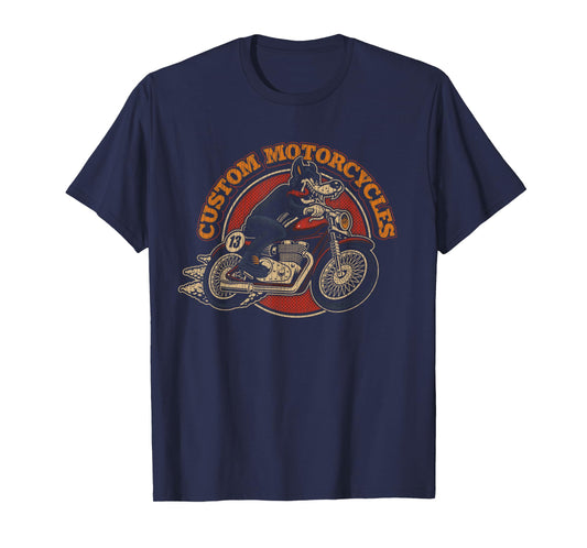 "Custom Motorcycles" Retro Biker Lowbrow Wolf Rockabilly 50s T-Shirt